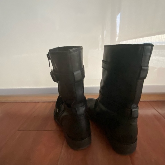 J.Crew mid calf boots chrome buckle, W7 Black Leather upper & lining. - Picture 4 of 7